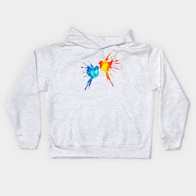 Watercolor birds Kids Hoodie by ativka